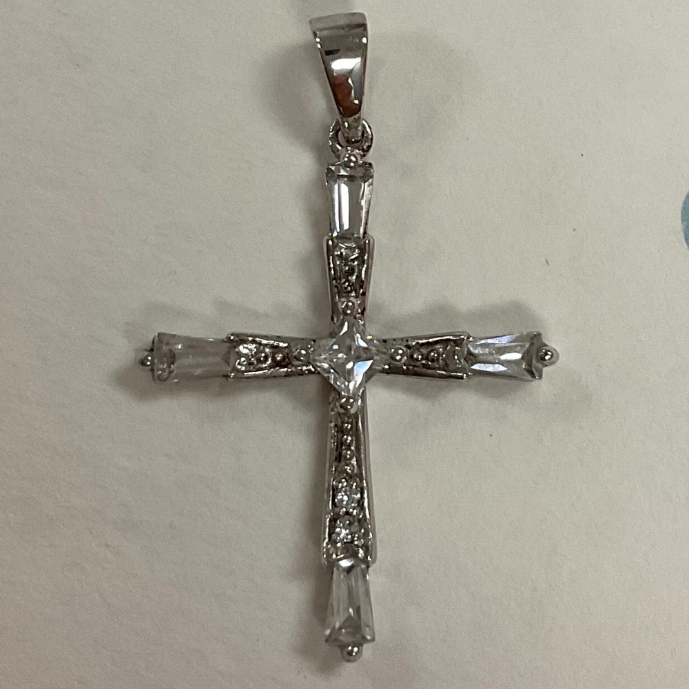 Sterling Silver & Crystal Cross Pendant